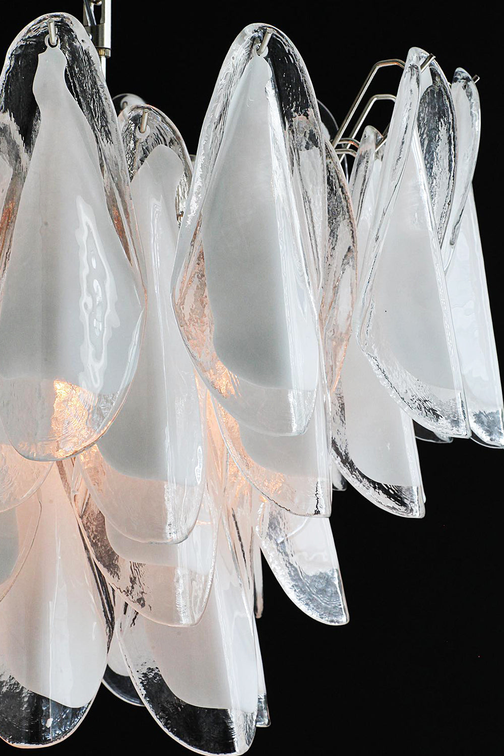Murano White Petal Glass Chandelier