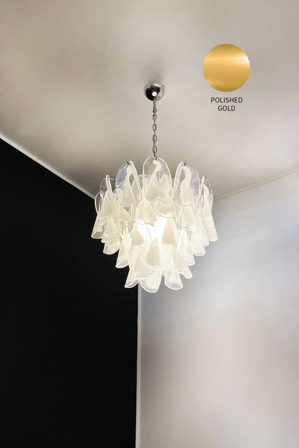 Murano White Petal Glass Chandelier