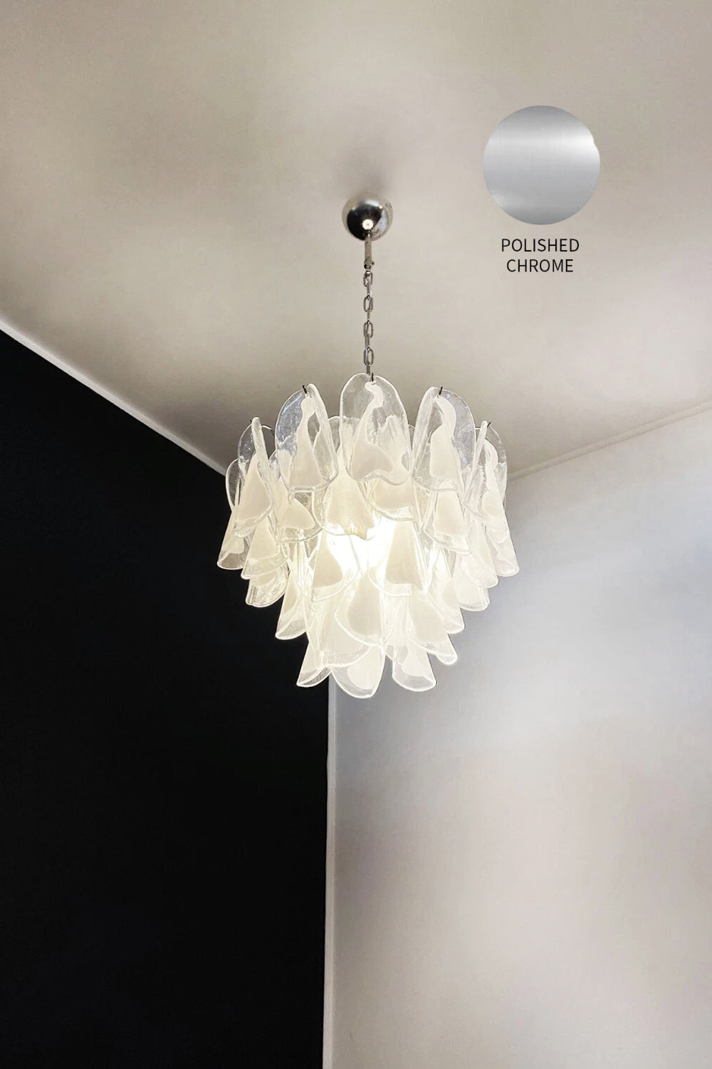 Murano White Petal Glass Chandelier
