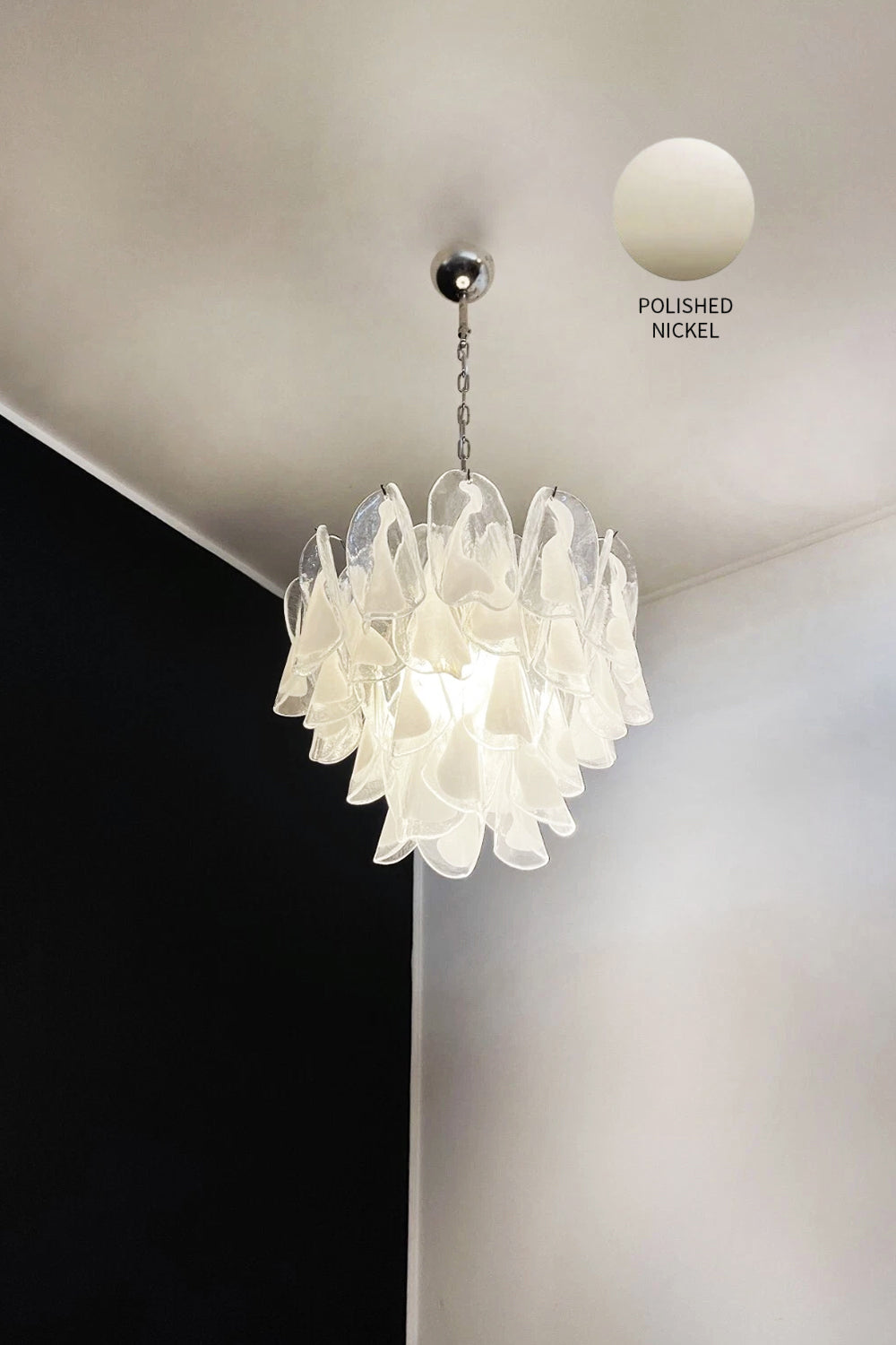 Murano White Petal Glass Chandelier