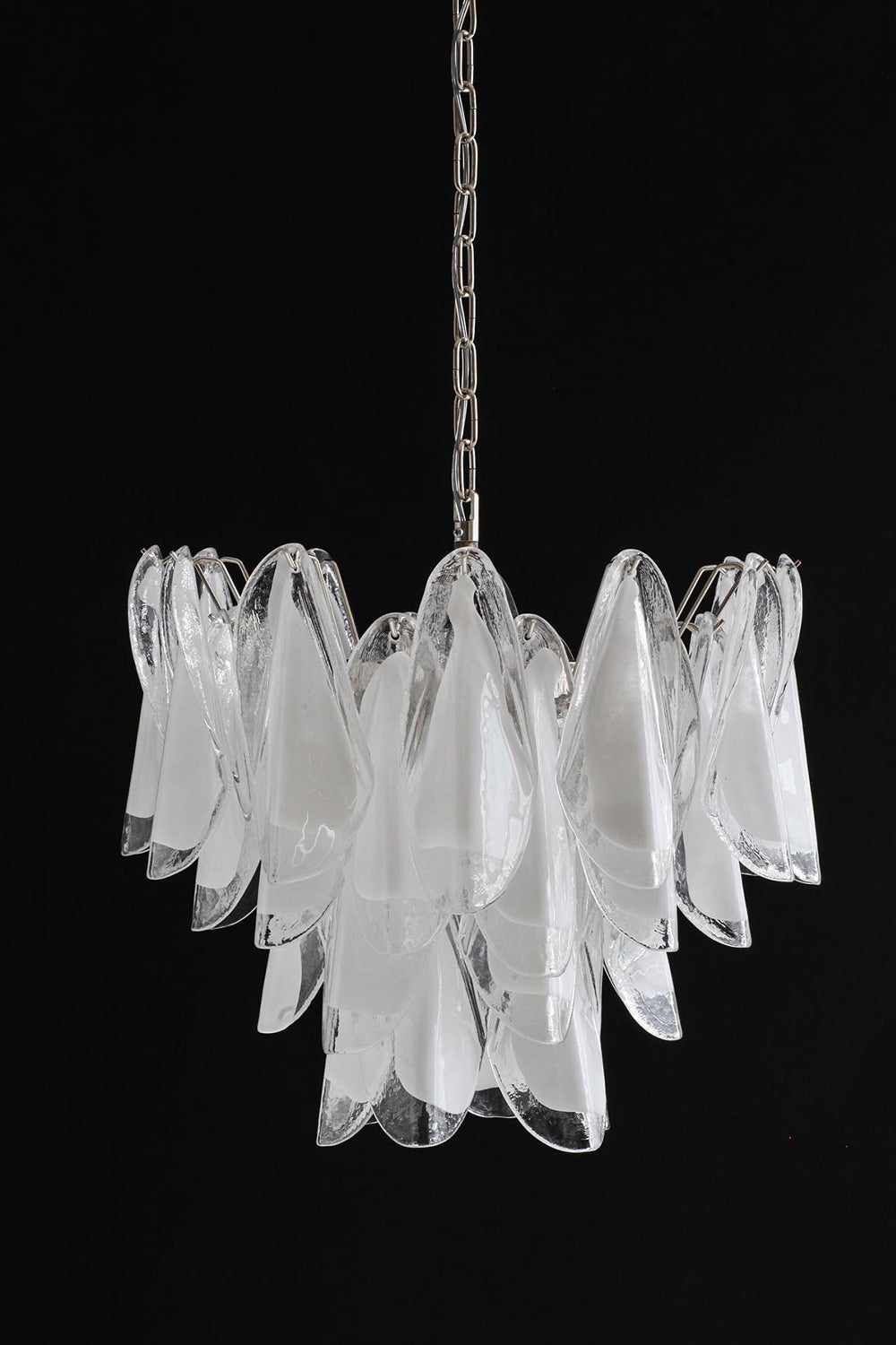 Murano White Petal Glass Chandelier
