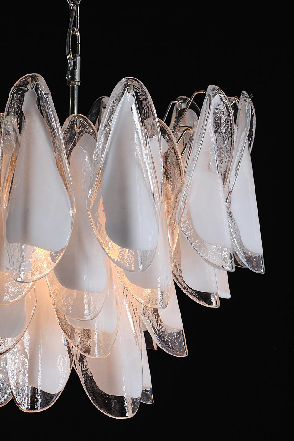 Murano White Petal Glass Chandelier