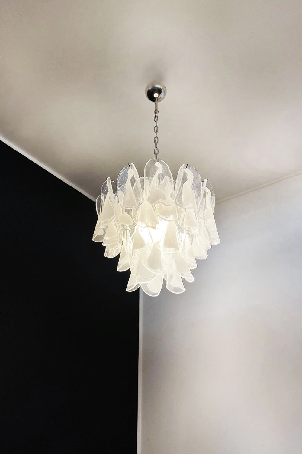 Murano White Petal Glass Chandelier