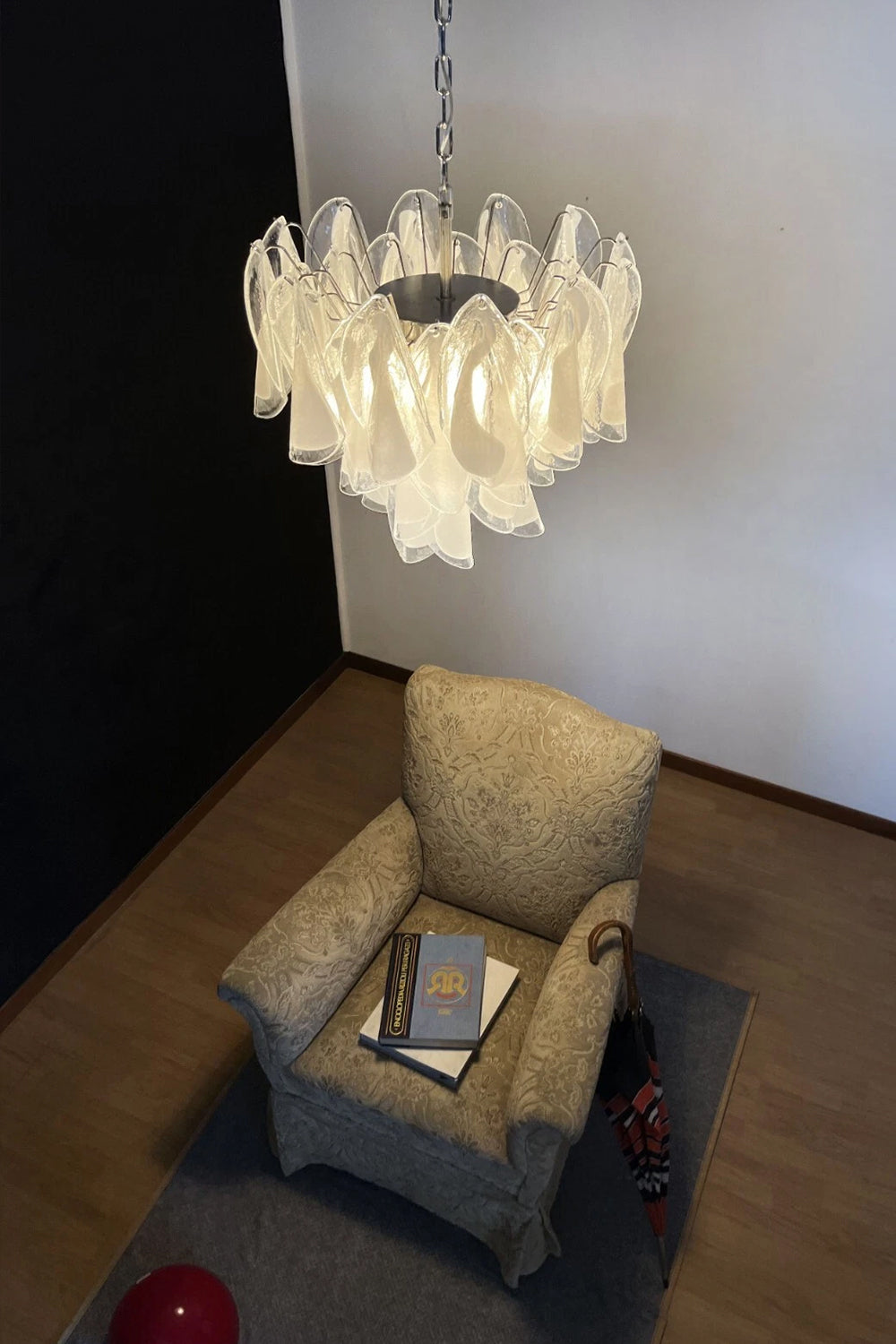 Murano White Petal Glass Chandelier