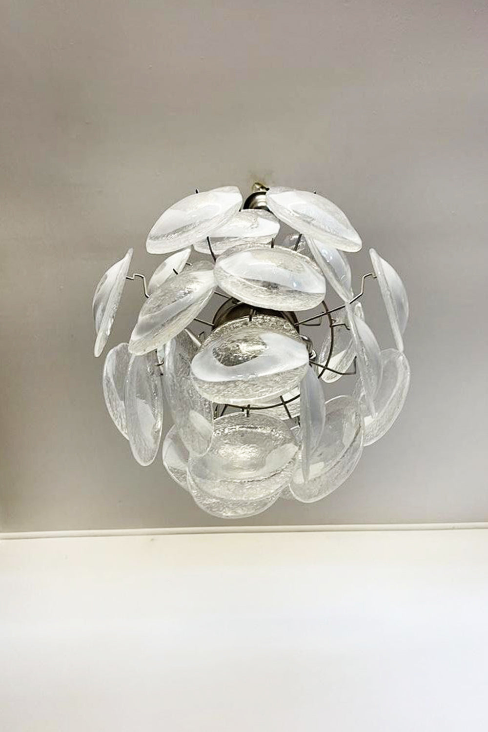 Murano White Shell Glass Chandelier