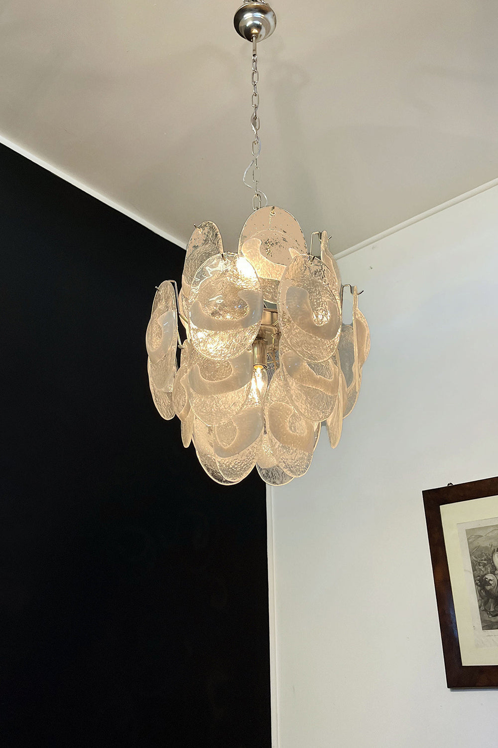 Murano White Shell Glass Chandelier