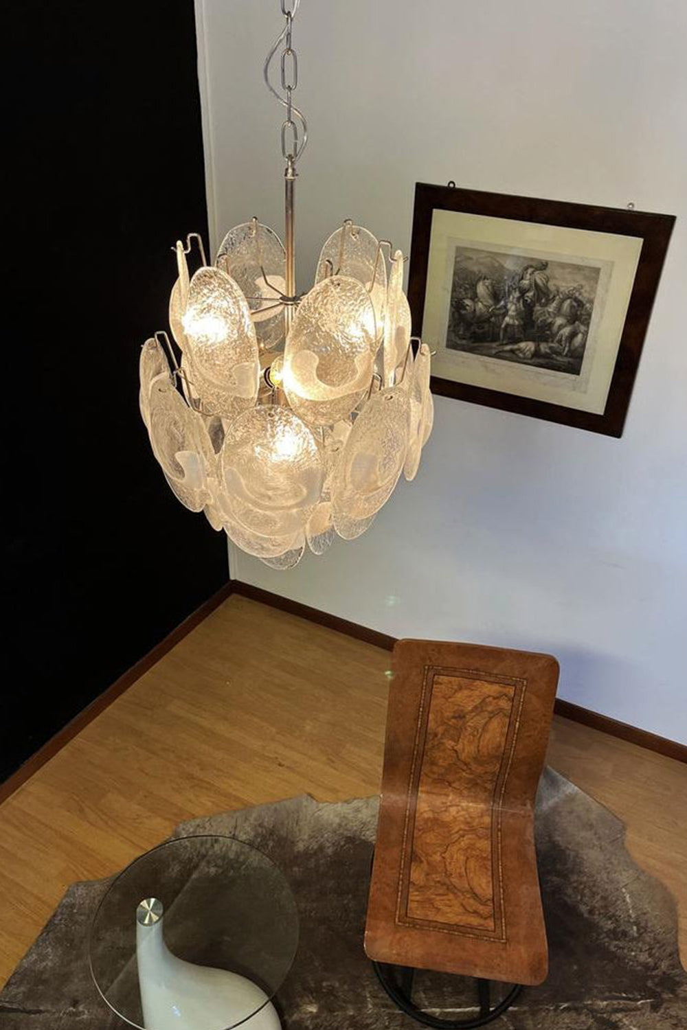 Murano White Shell Glass Chandelier