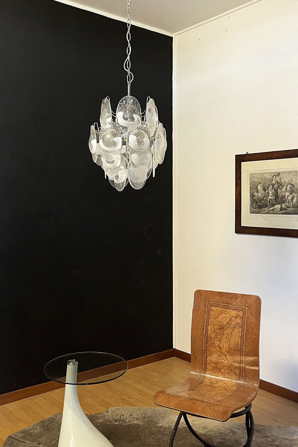 Murano White Shell Glass Chandelier