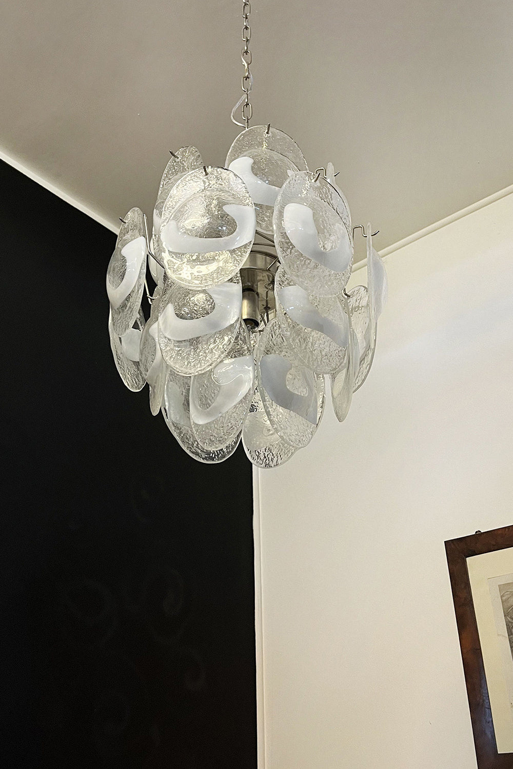 Murano White Shell Glass Chandelier