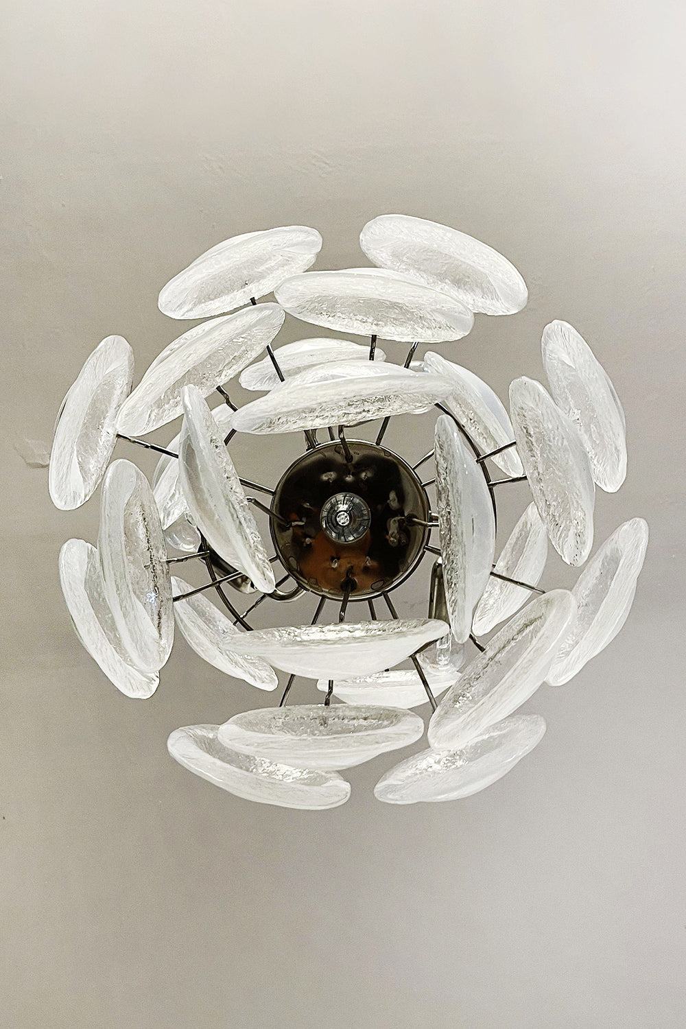 Murano White Shell Glass Chandelier