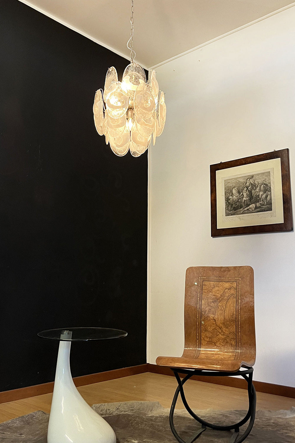 Murano White Shell Glass Chandelier