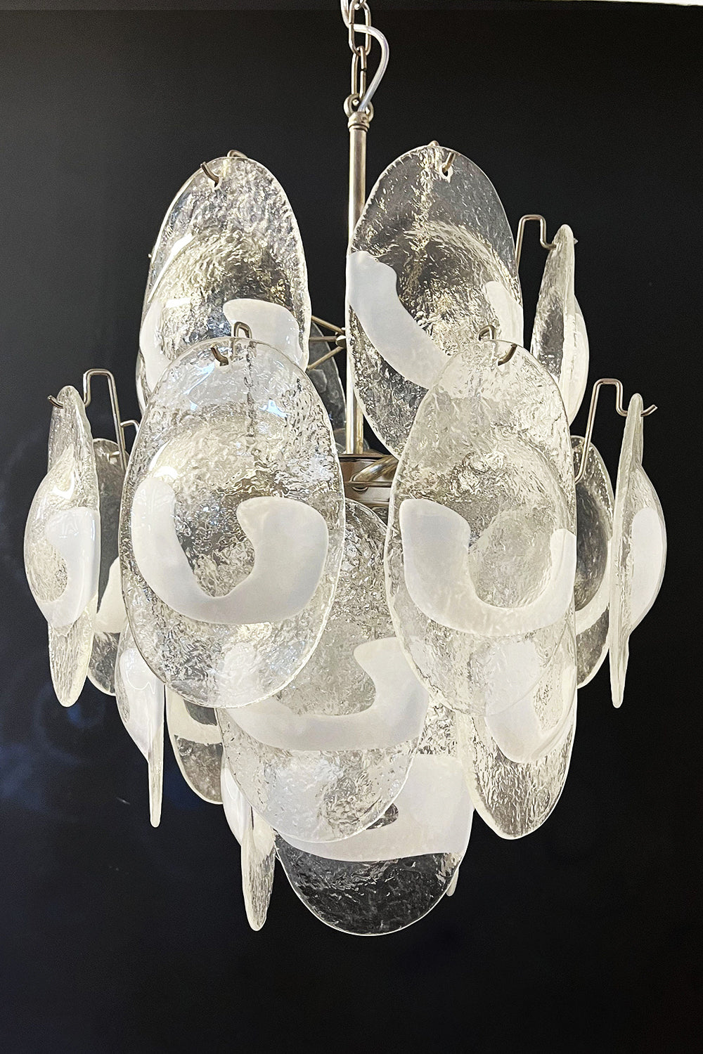 Murano White Shell Glass Chandelier