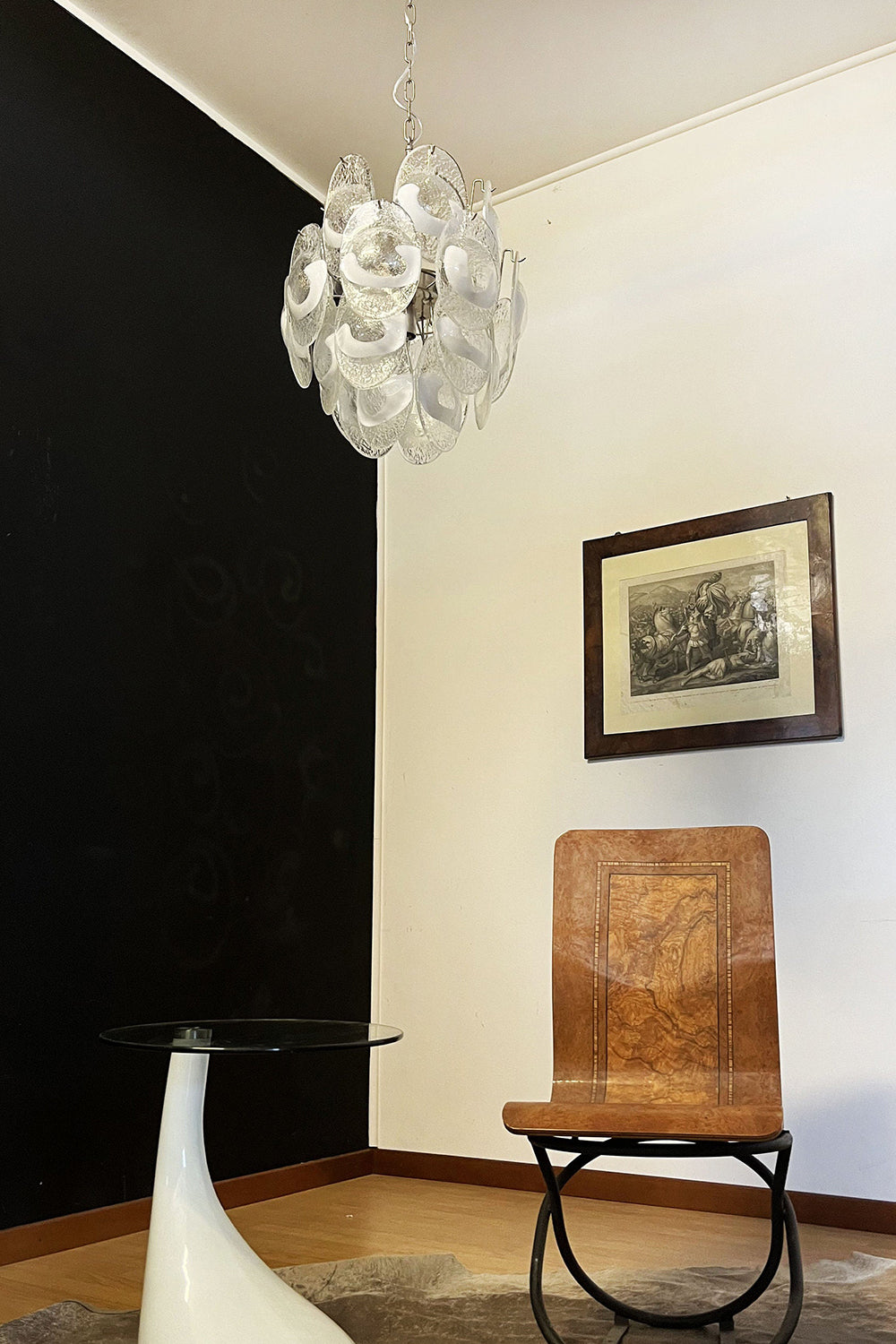 Murano White Shell Glass Chandelier