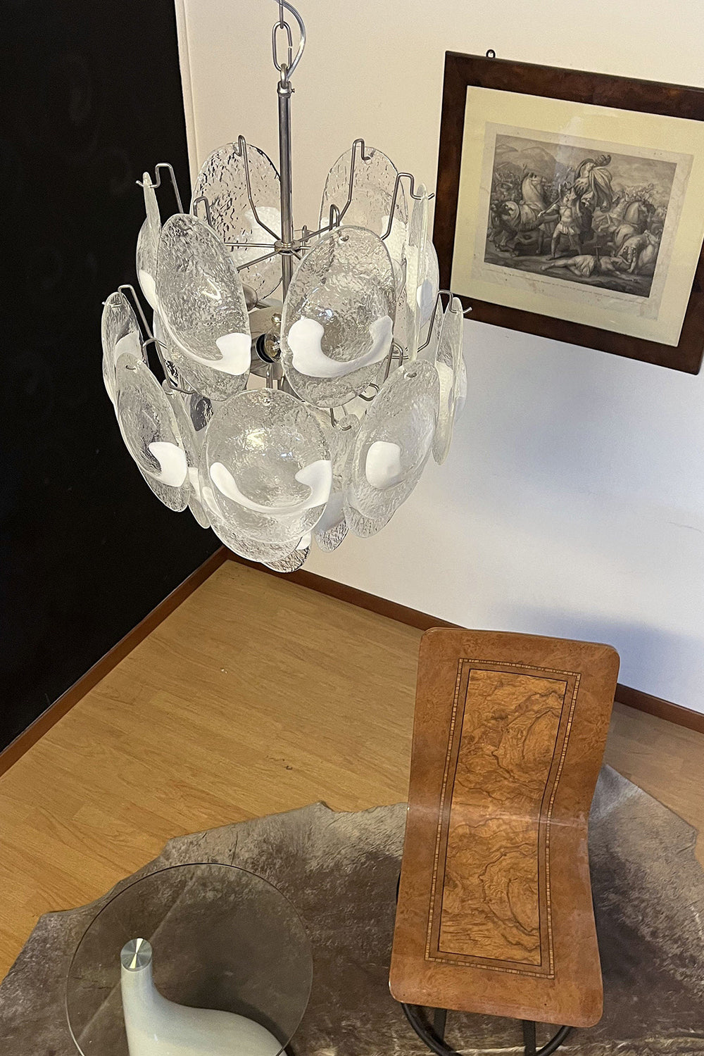 Murano White Shell Glass Chandelier