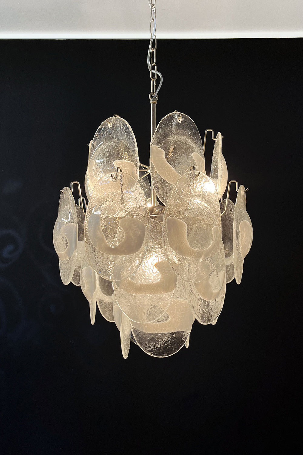 Murano White Shell Glass Chandelier