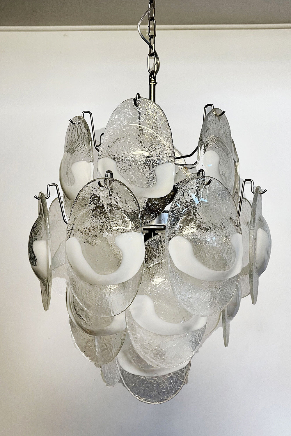 Murano White Shell Glass Chandelier