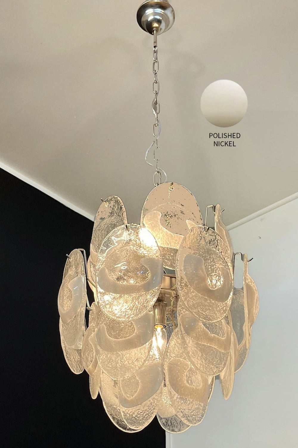 Murano White Shell Glass Chandelier