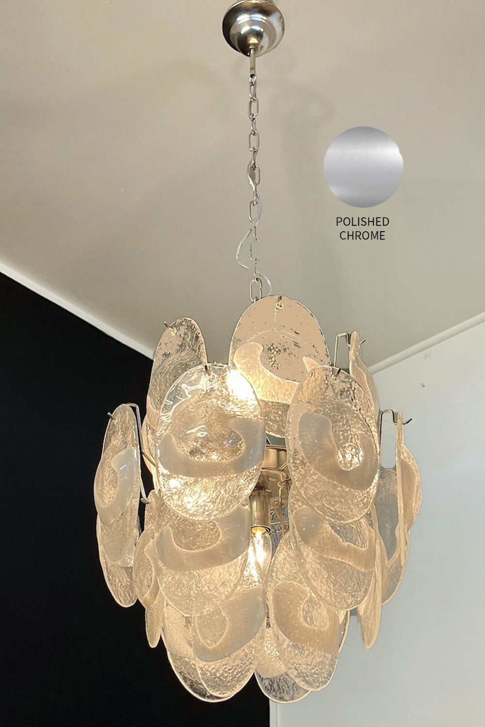 Murano White Shell Glass Chandelier