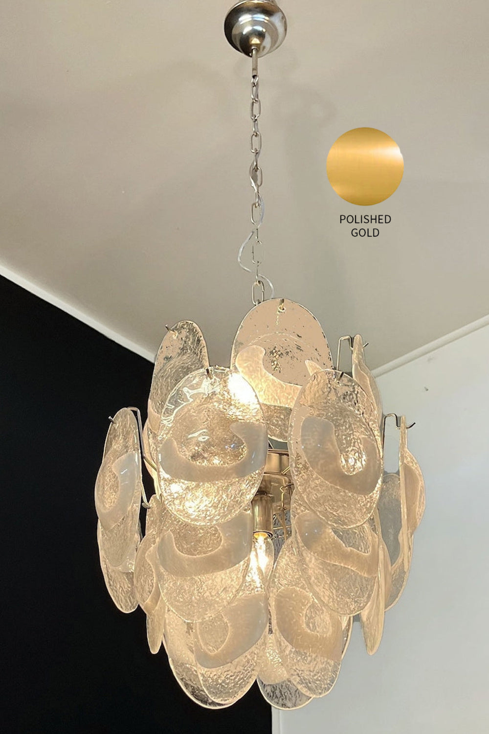 Murano White Shell Glass Chandelier