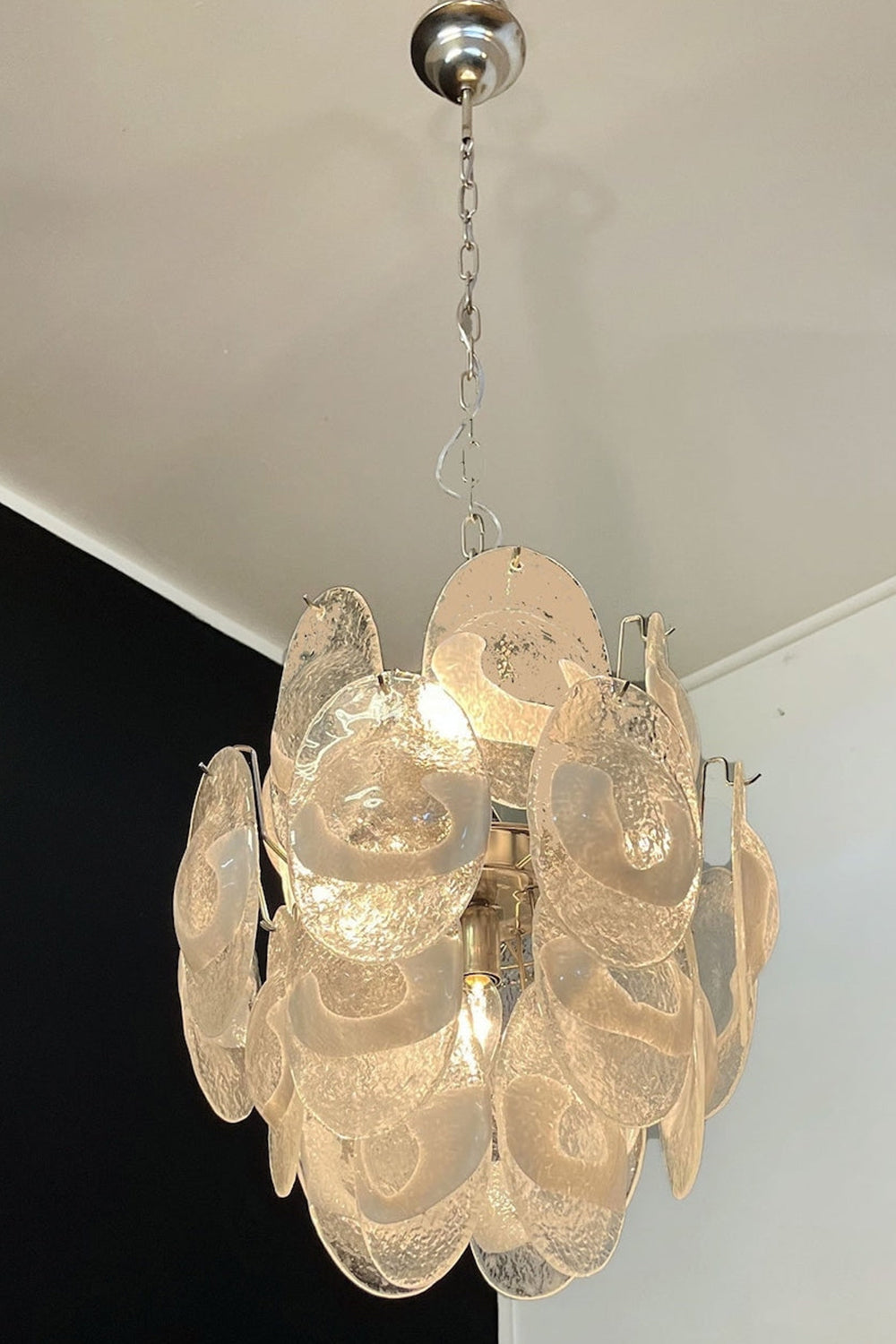 Murano White Shell Glass Chandelier