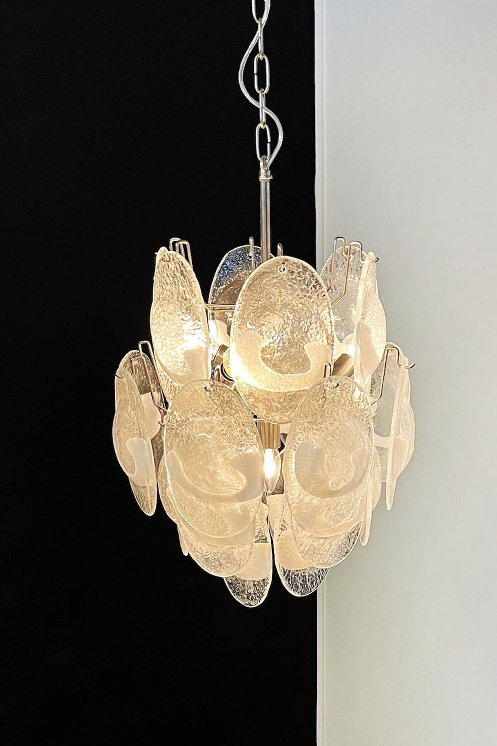 Murano White Shell Glass Chandelier