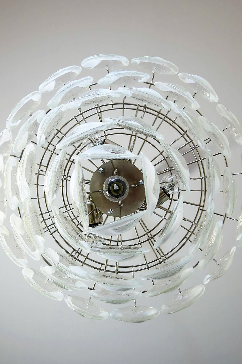 Murano White and Clear Oval Glass Chandelier