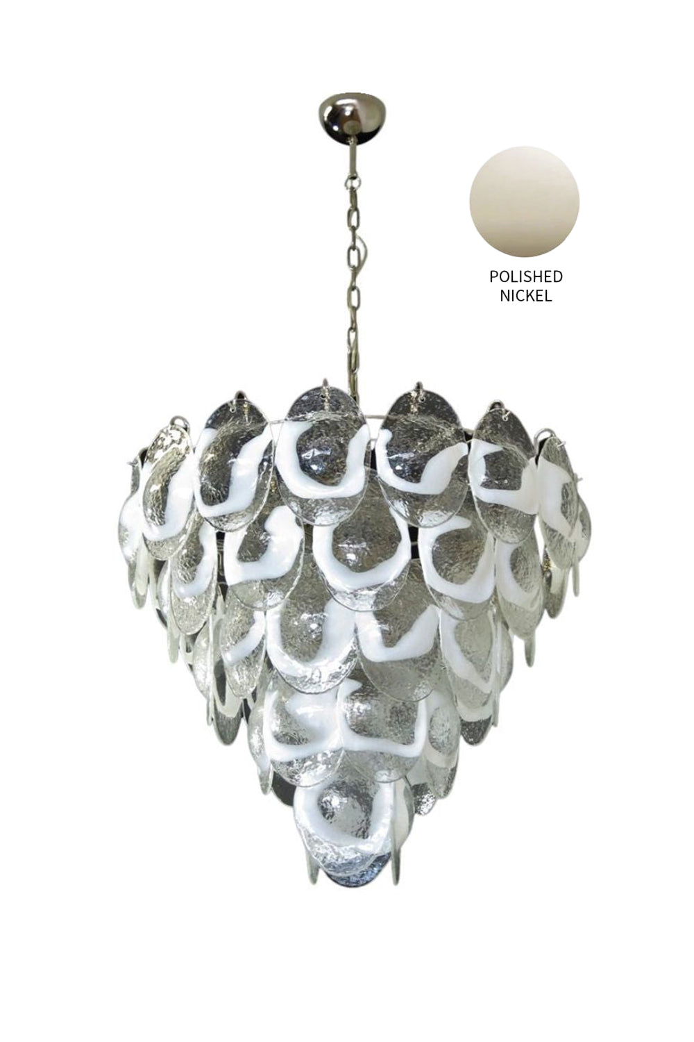 Murano White and Clear Oval Glass Chandelier