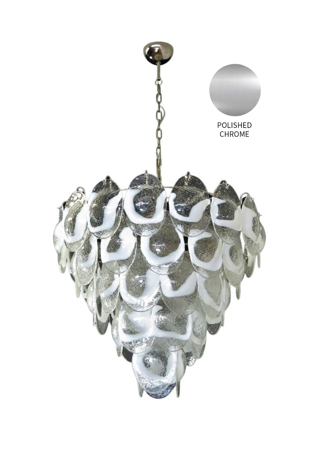 Murano White and Clear Oval Glass Chandelier