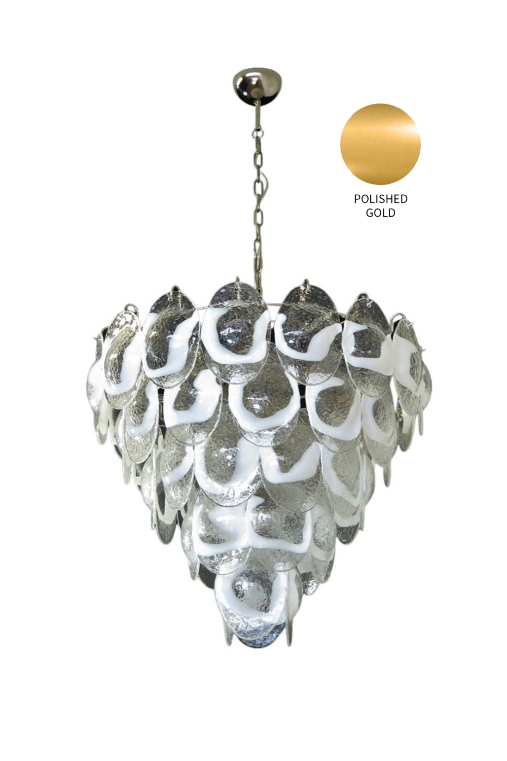 Murano White and Clear Oval Glass Chandelier