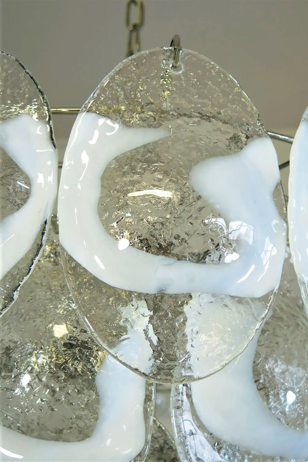 Murano White and Clear Oval Glass Chandelier