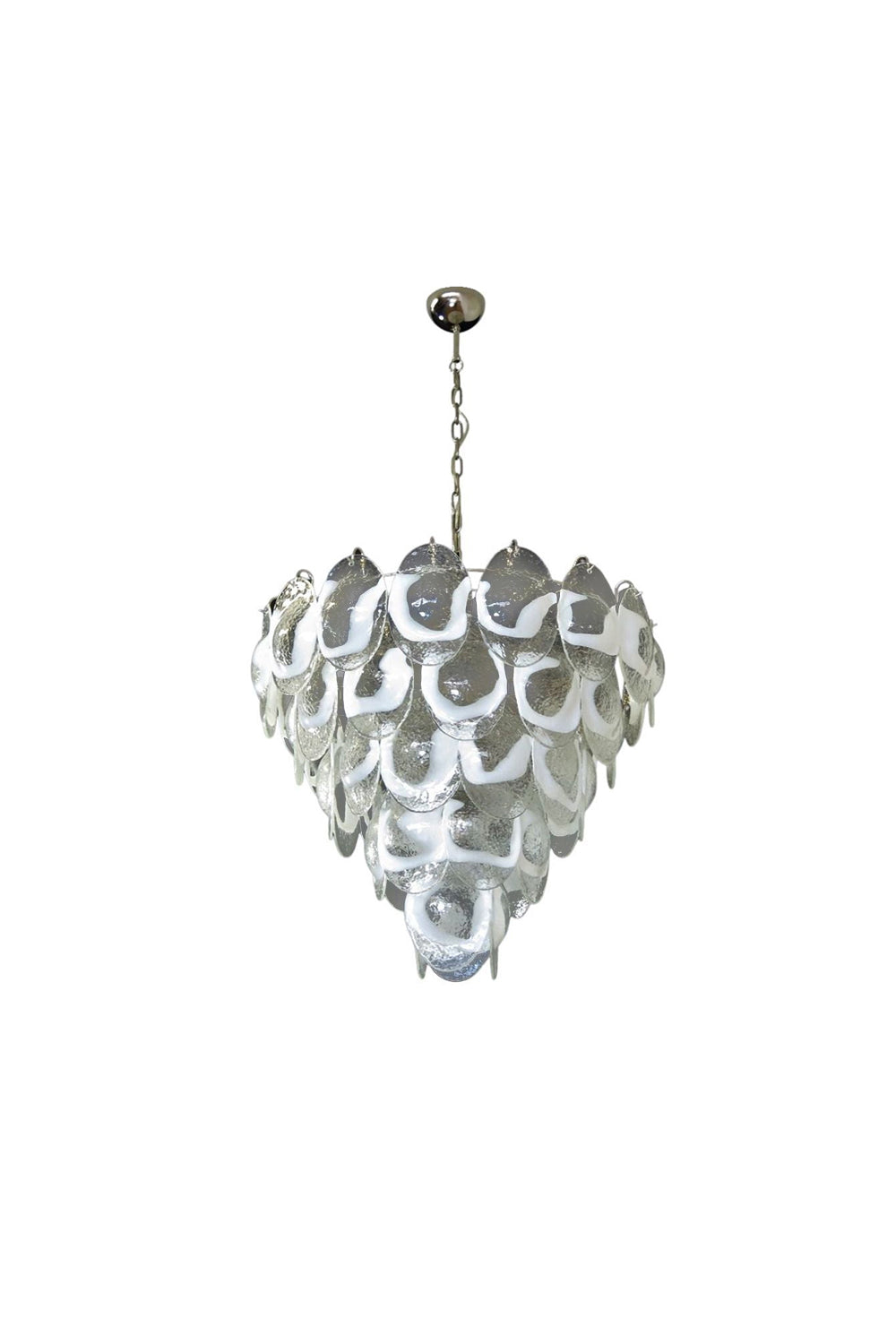 Murano White and Clear Oval Glass Chandelier