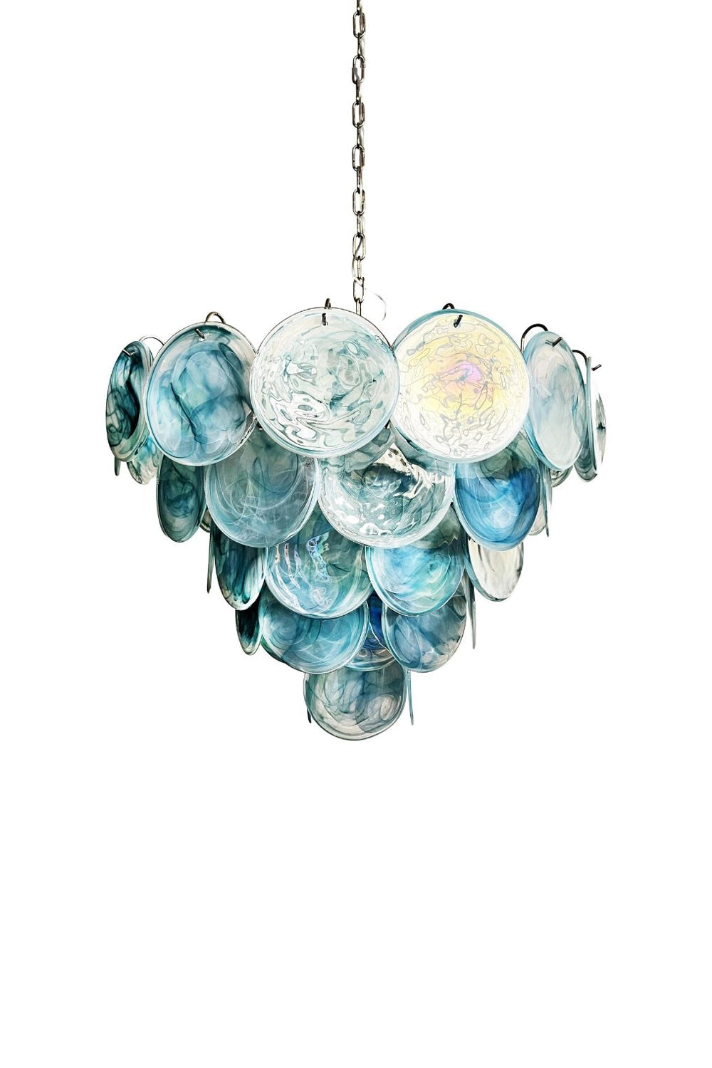 Blue Glass High Quality Murano Iridescent Chandelier