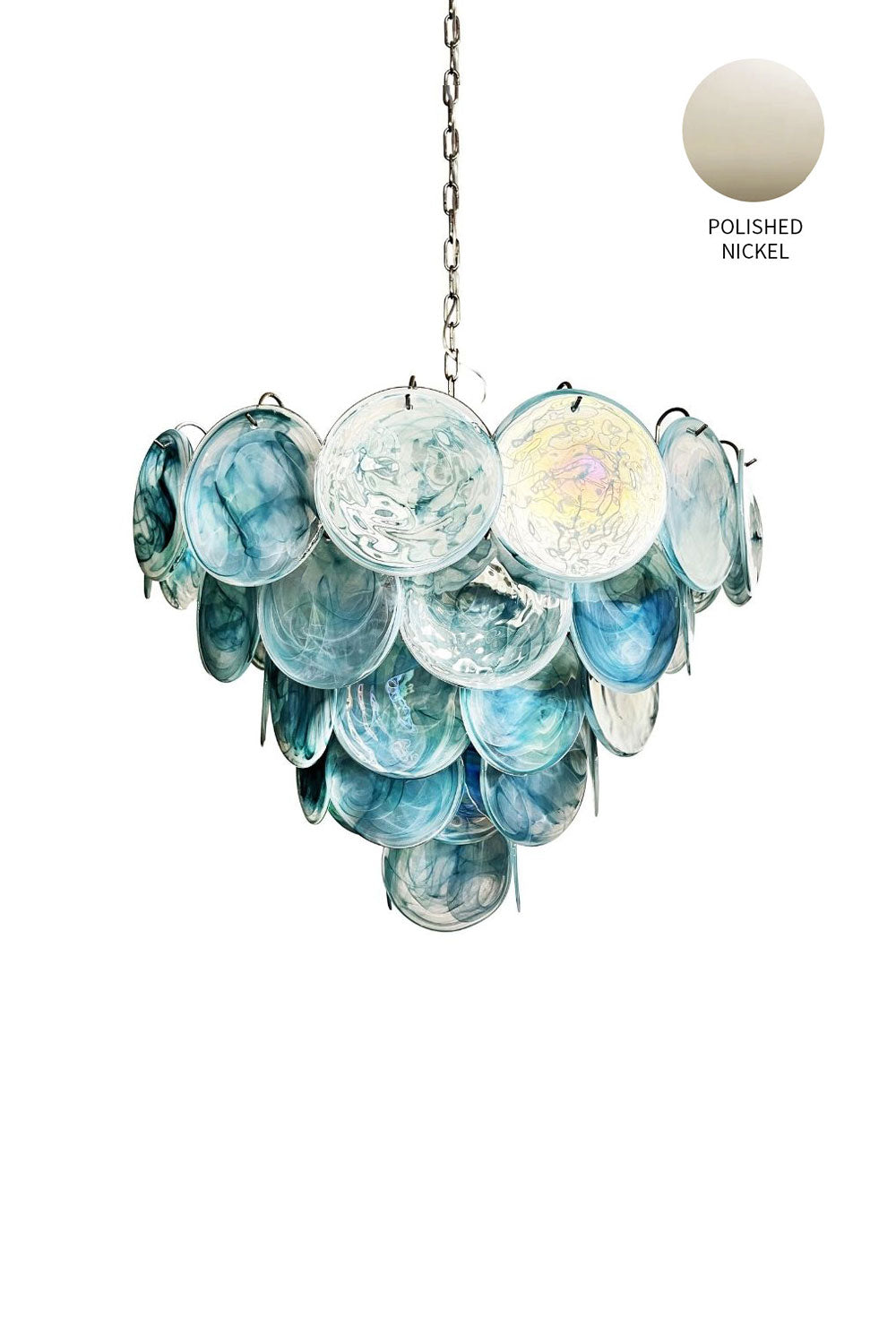 Blue Glass High Quality Murano Iridescent Chandelier