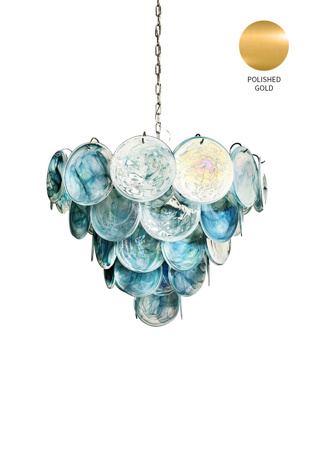 Blue Glass High Quality Murano Iridescent Chandelier