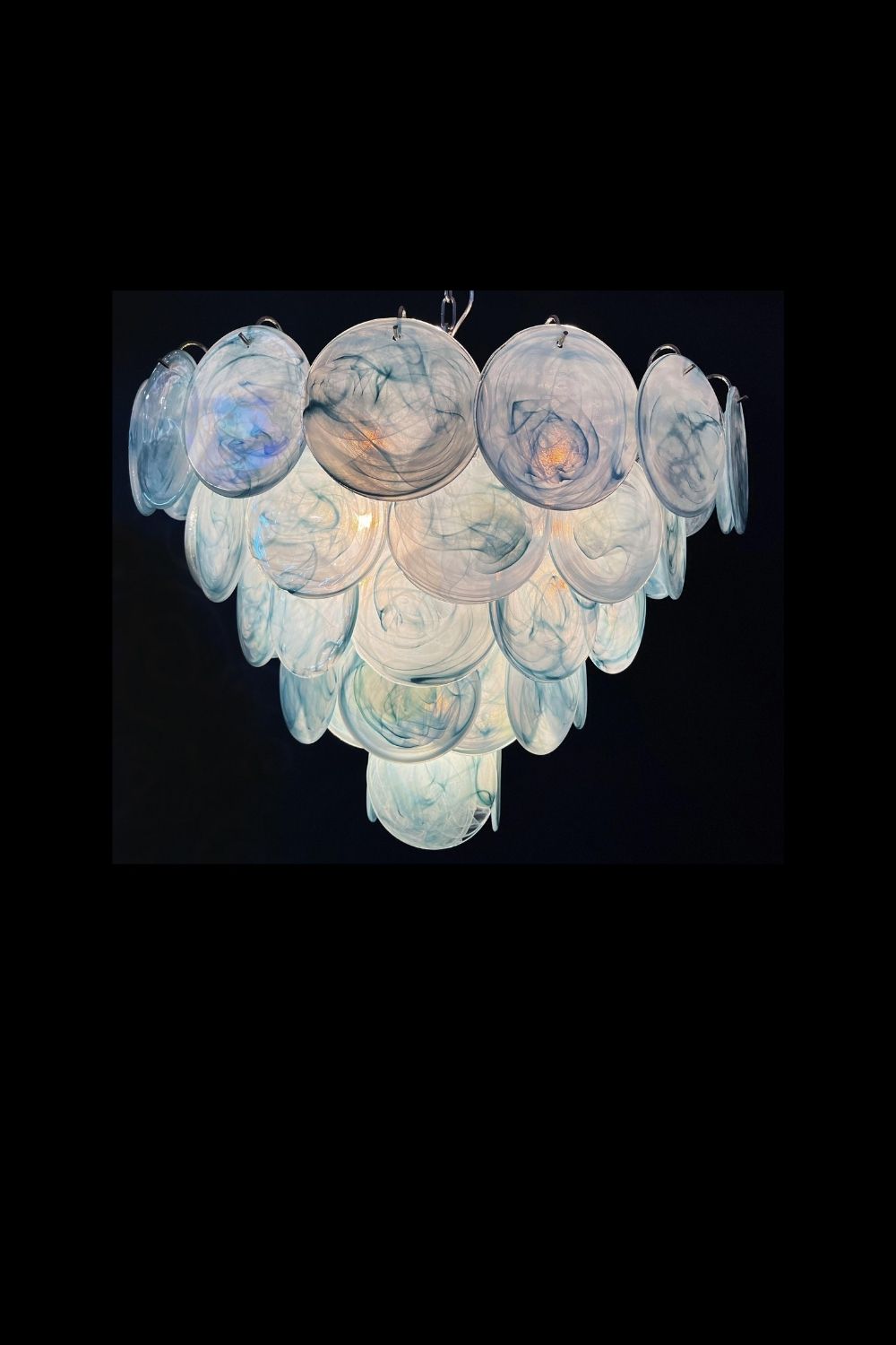 Blue Glass High Quality Murano Iridescent Chandelier