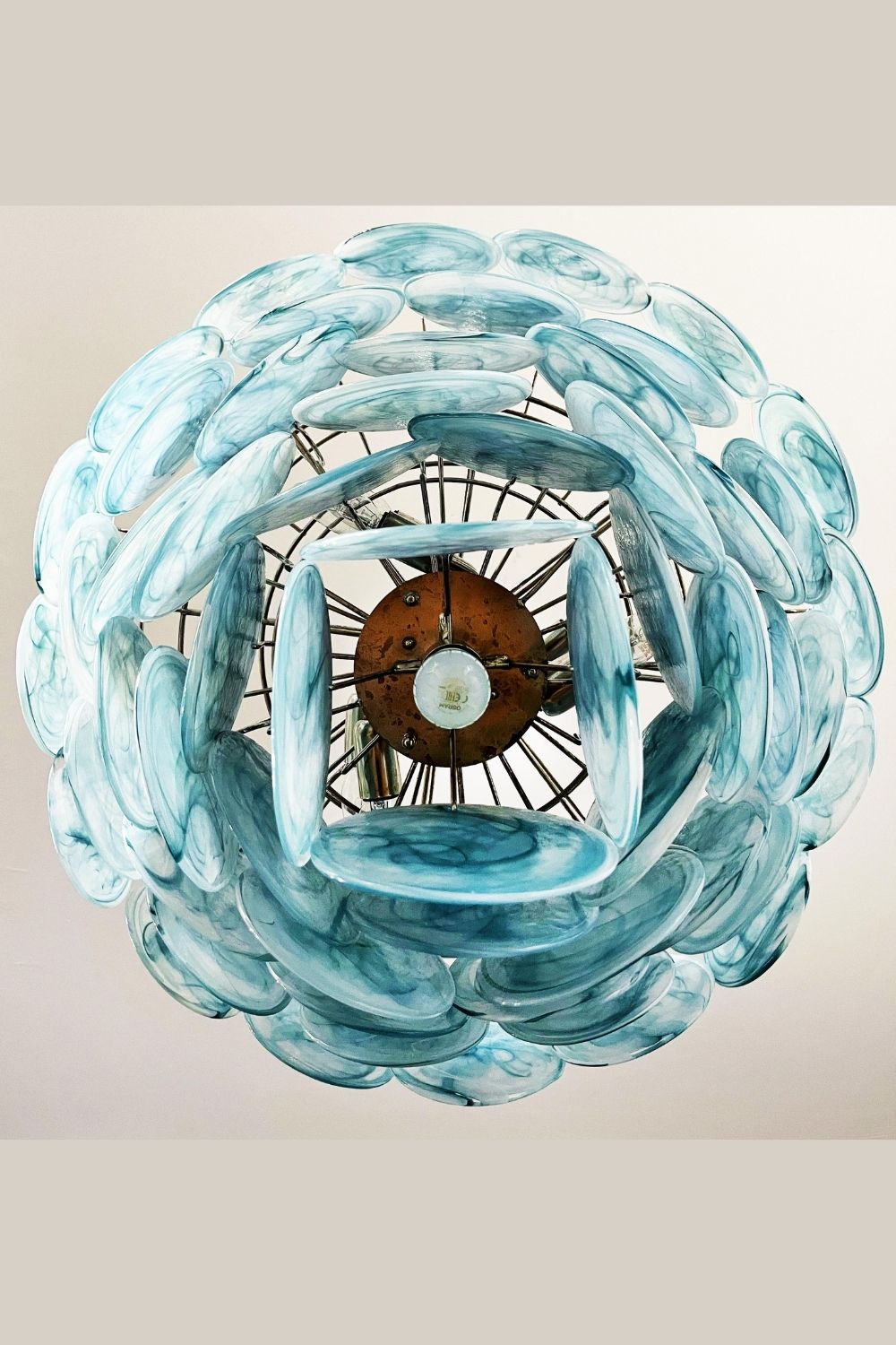 Blue Glass High Quality Murano Iridescent Chandelier