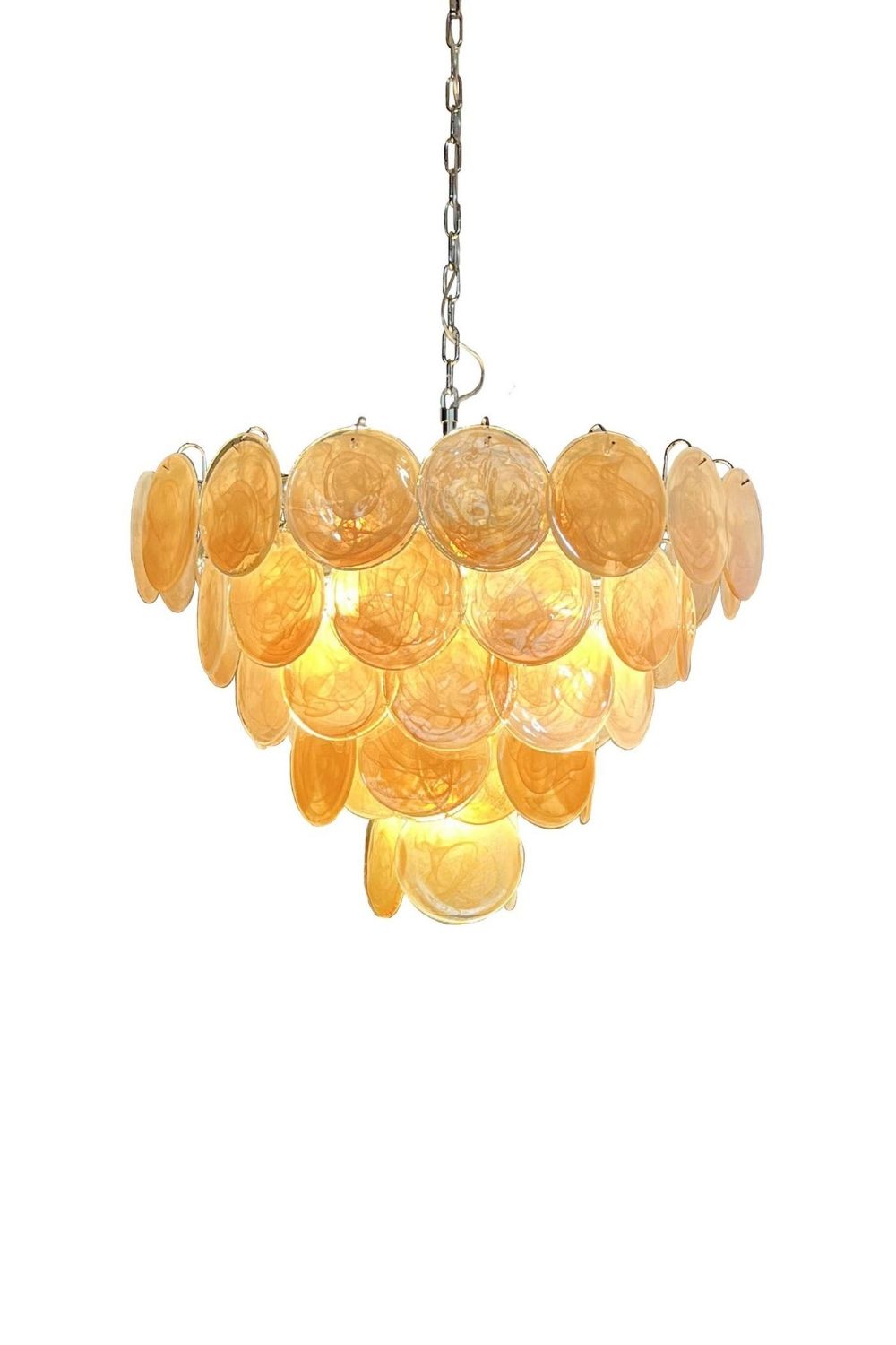 Gold Glass High Quality Murano Iridescent Chandelier