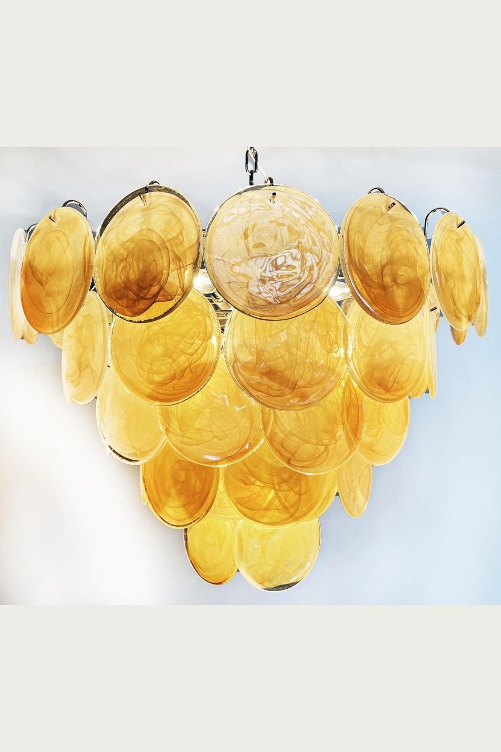 Gold Glass High Quality Murano Iridescent Chandelier