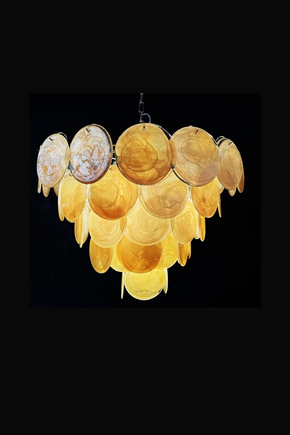 Gold Glass High Quality Murano Iridescent Chandelier