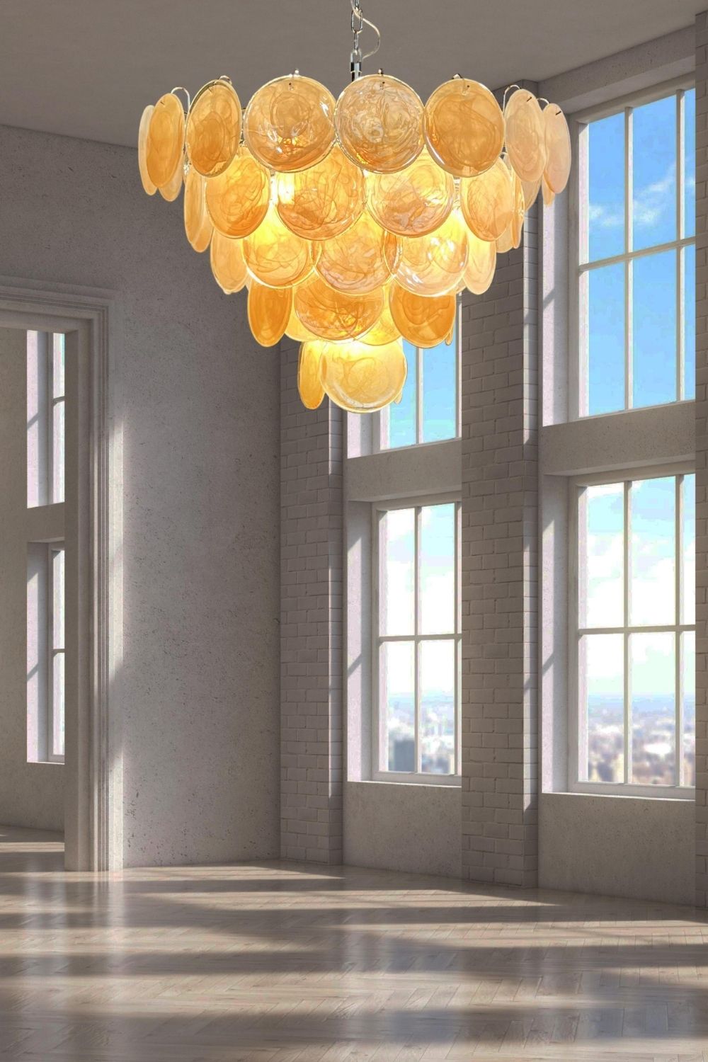 Gold Glass High Quality Murano Iridescent Chandelier