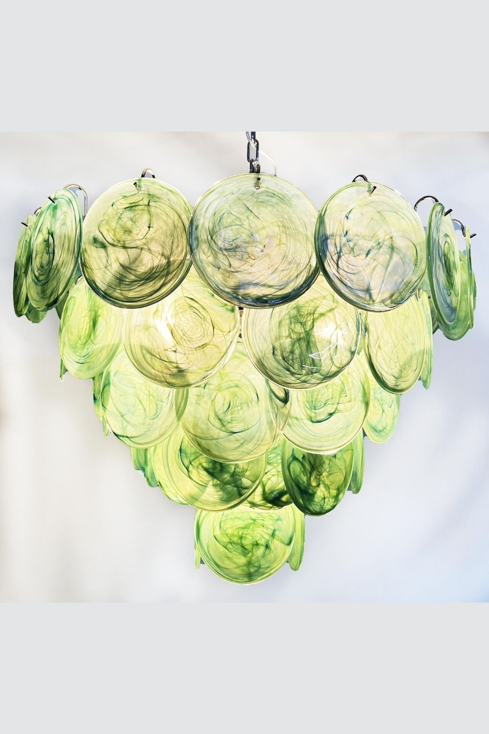 Green Glass High Quality Murano Iridescent Chandelier