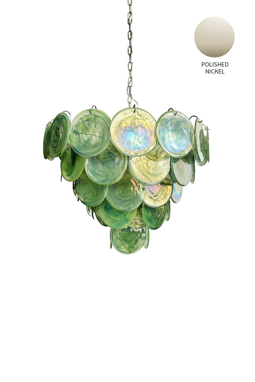 Green Glass High Quality Murano Iridescent Chandelier