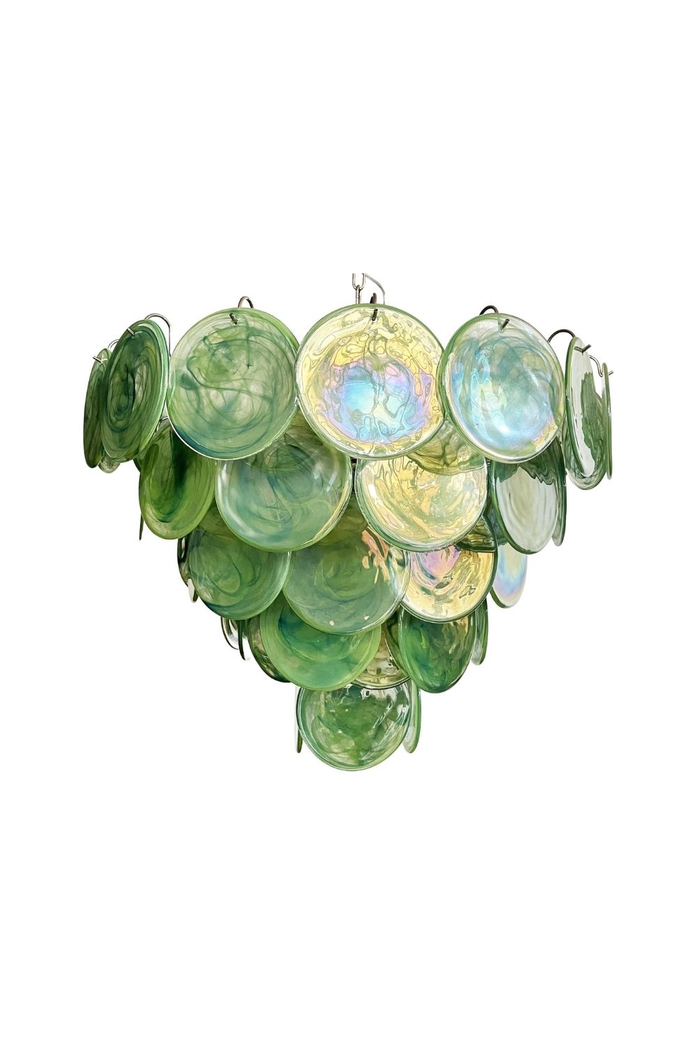 Green Glass High Quality Murano Iridescent Chandelier