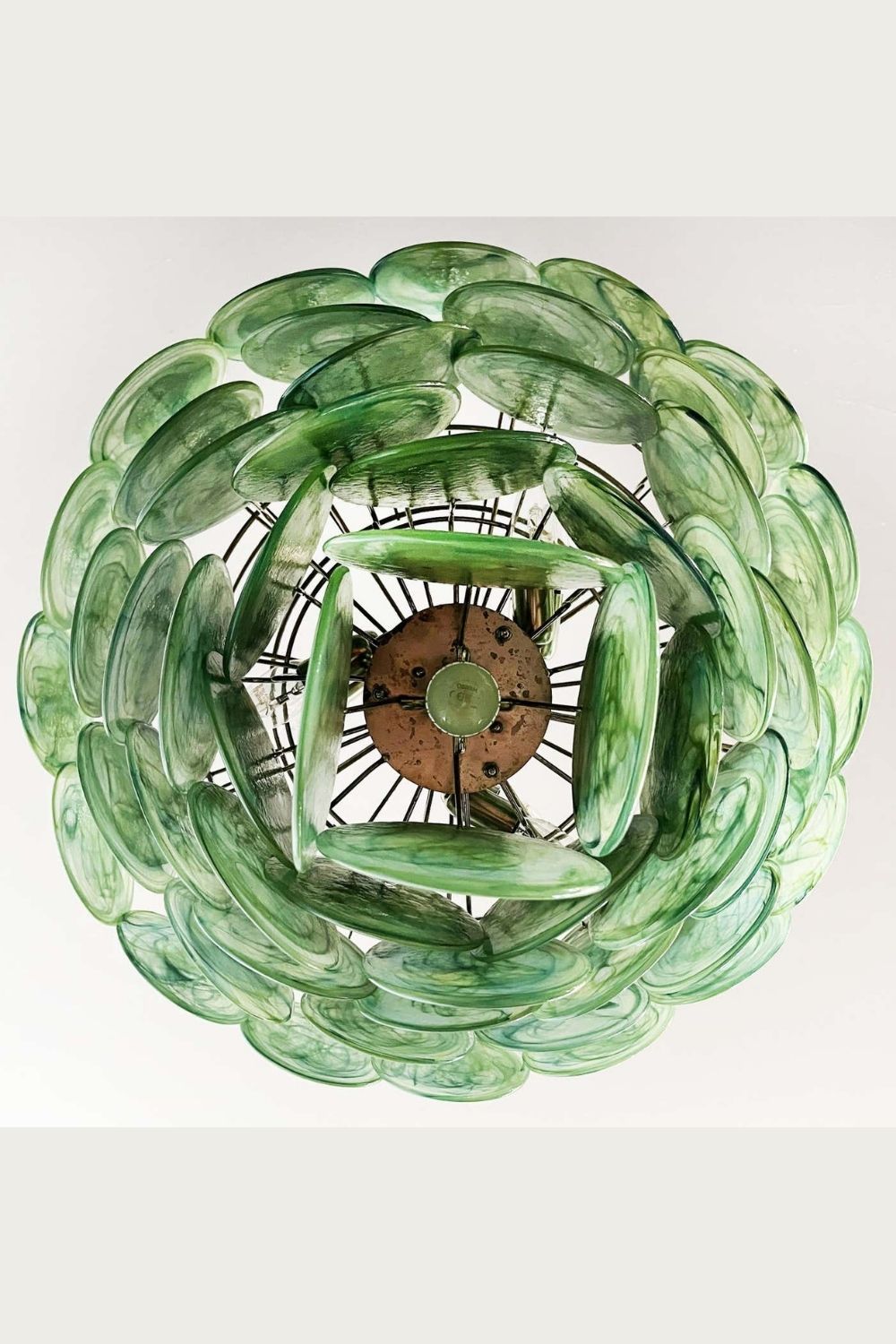 Green Glass High Quality Murano Iridescent Chandelier