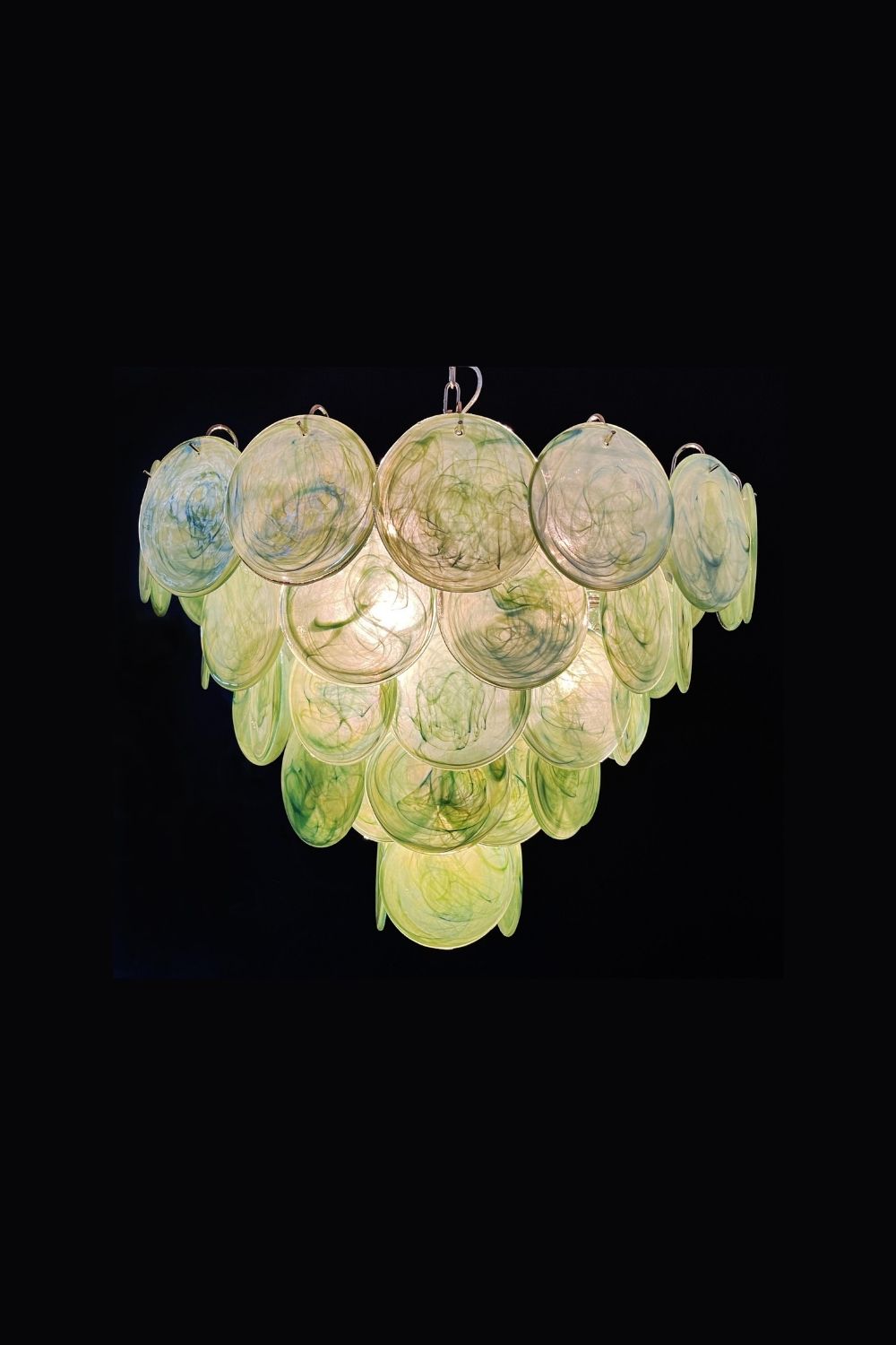 Green Glass High Quality Murano Iridescent Chandelier