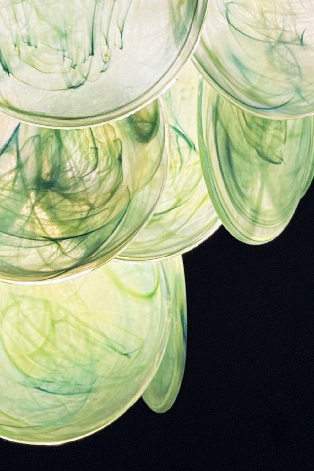 Green Glass High Quality Murano Iridescent Chandelier