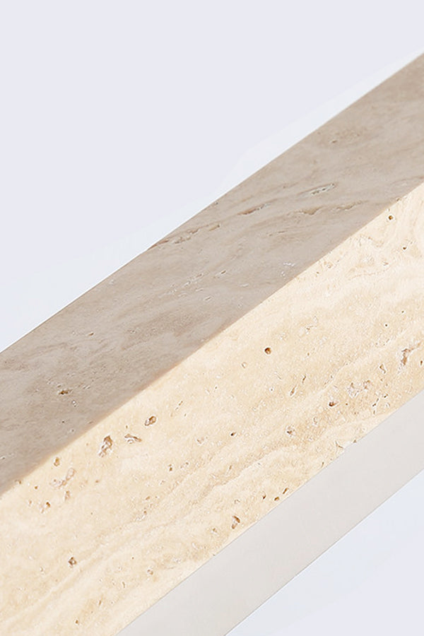 Close-up of raw natural travertine stone surface | Travertine | Showing the organic pores and texture of the lamp | Samu Lamp
