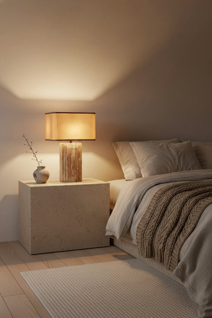 Natural Travertine Table Lamp