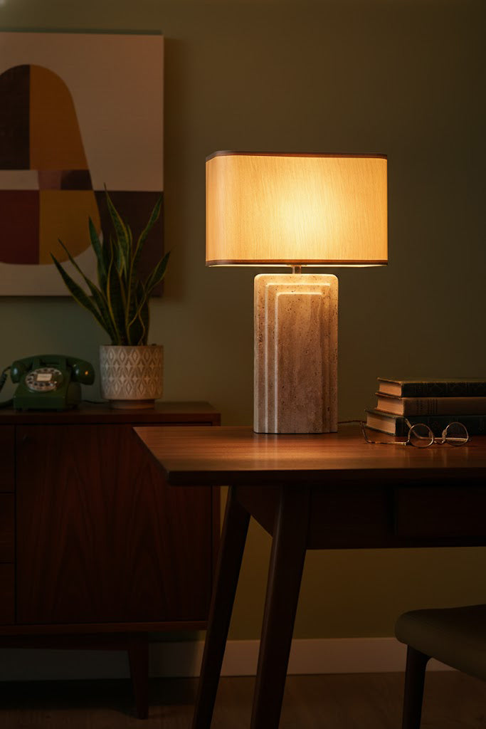 Natural Travertine Table Lamp