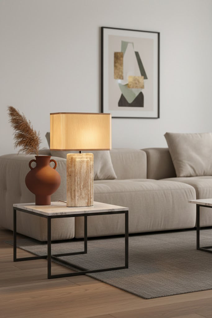 Natural Travertine Table Lamp